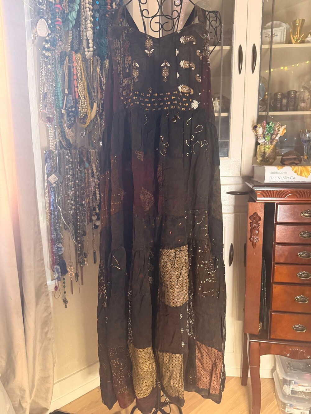 Jaded Gypsy Boho Dress NWT - Chocolate Patchwork maxi dress L/XL